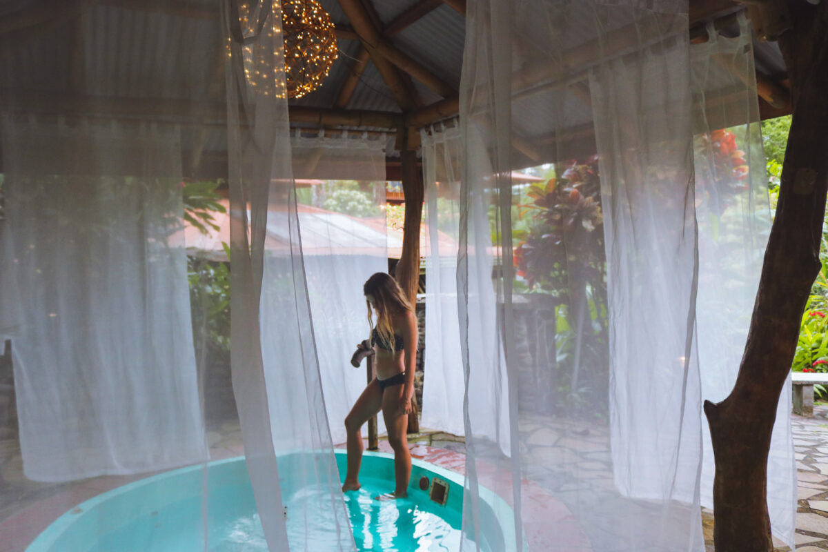 solar hot tub at an eco hotel in costa rica